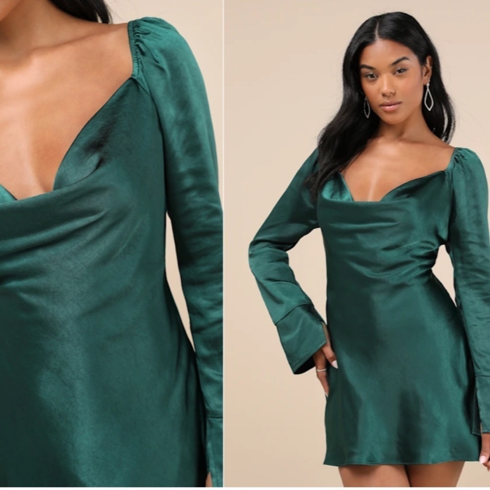 LULUS Sexy Wedding Prom Formal Event Classy Holidays Chic Satin Mini Dress - Picture 3 of 5
